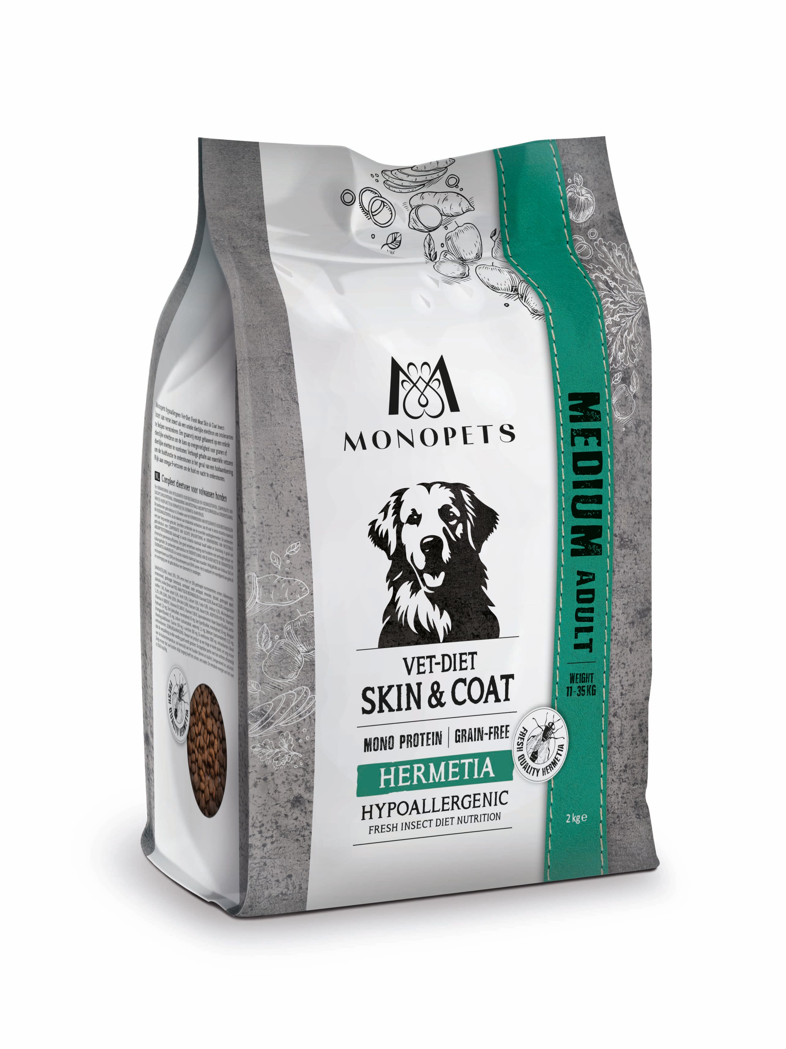 Monopets Medium Vet-Diet Hypoallergeen Monoprotein - Hondenvoer - 2 Kilogram - insecten