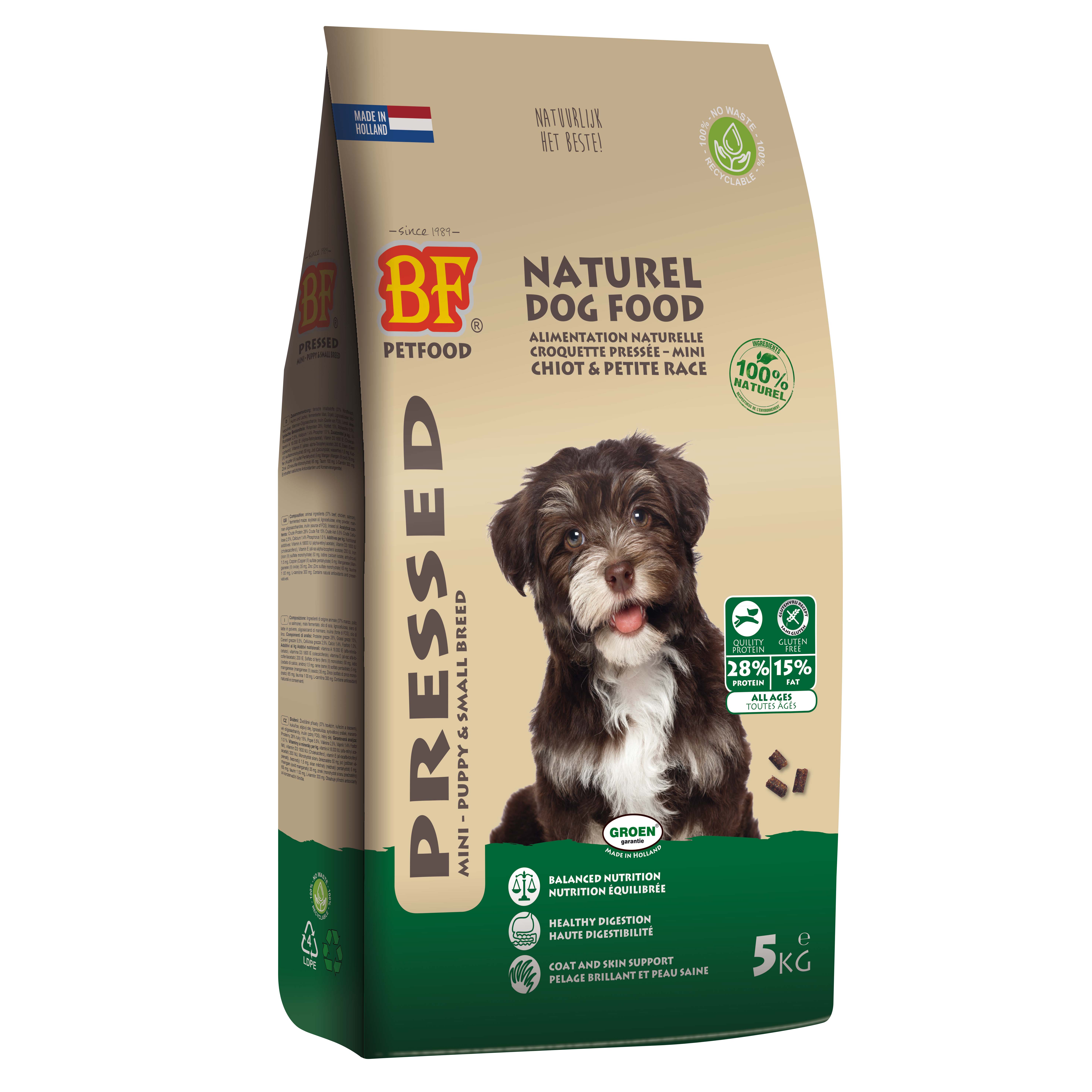 BF Petfood Geperst Mini Puppy Small Breed - Hondenvoer - 5 Kilogram - rund