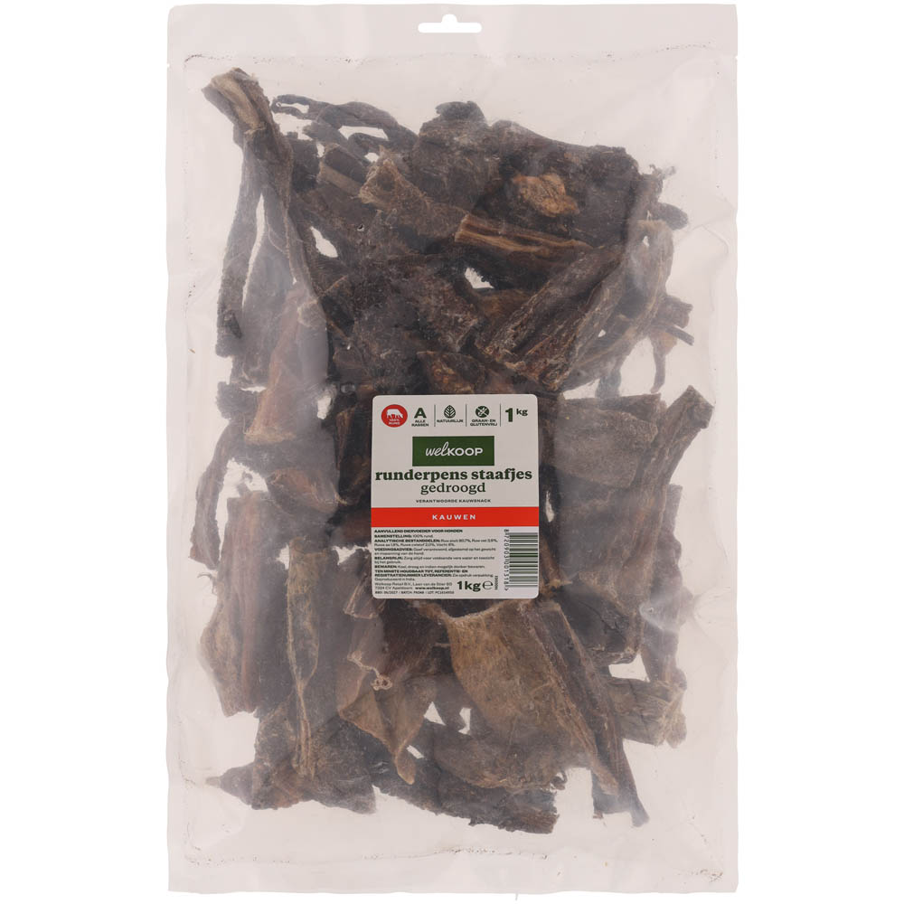 Welkoop - Runderpensstaafjes Gedroogd - 1000 Gram - rund Welkoop - Runderpensstaafjes Gedroogd - 1000 Gram - rund