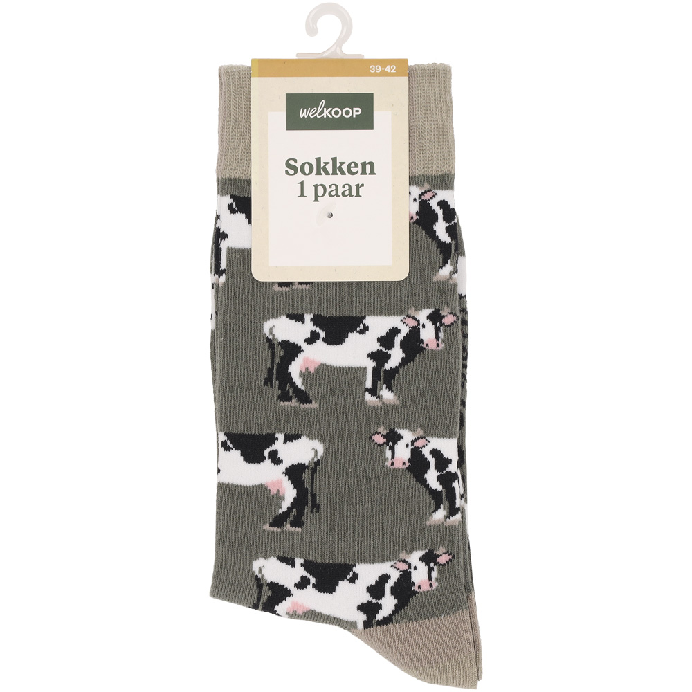 Welkoop Fun Koe - Sokken - Groen - 35-38