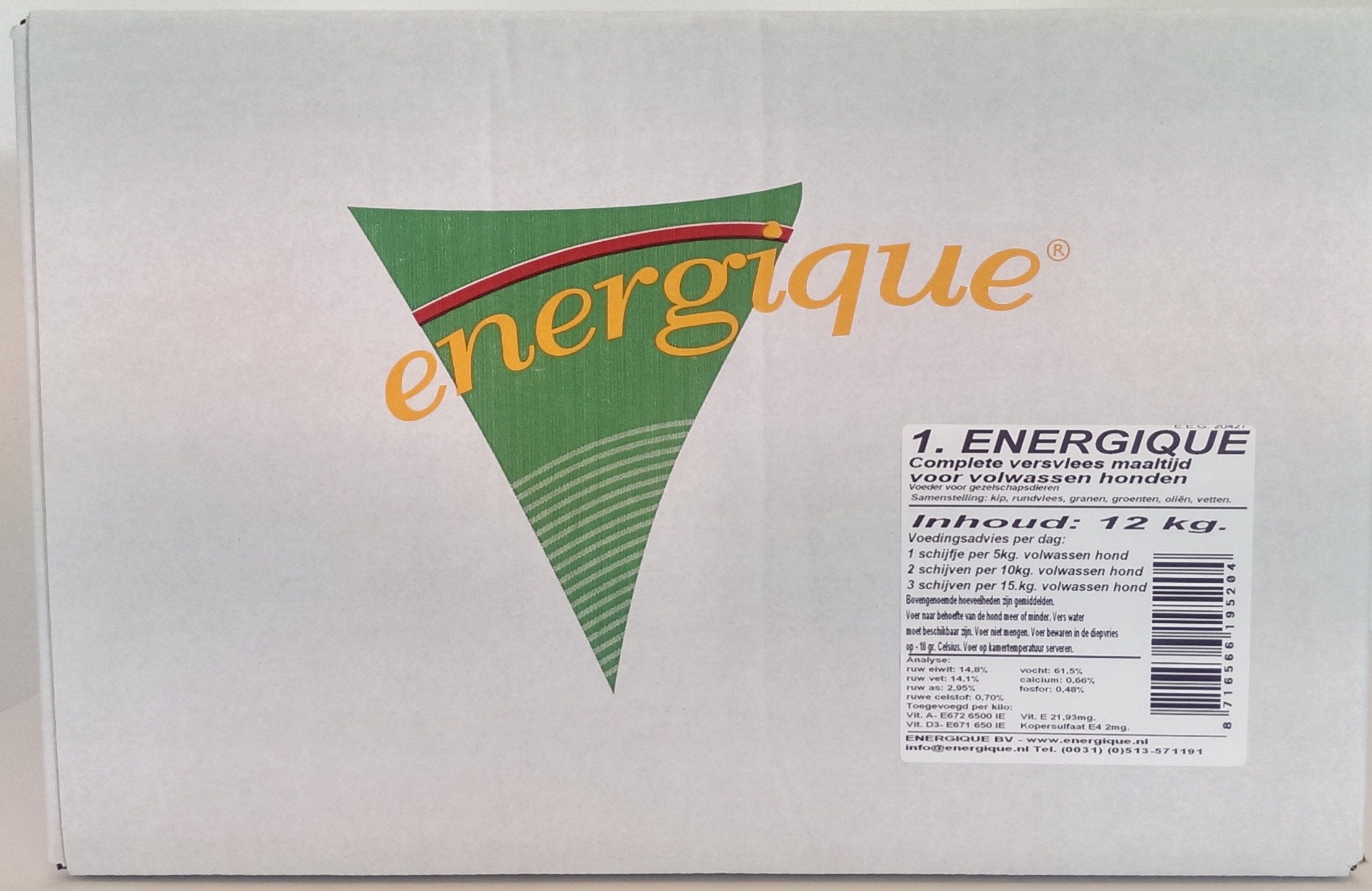 Energique Volwassen - Vers Vlees - Hondenvoer - 12 Kilogram - rund, kip