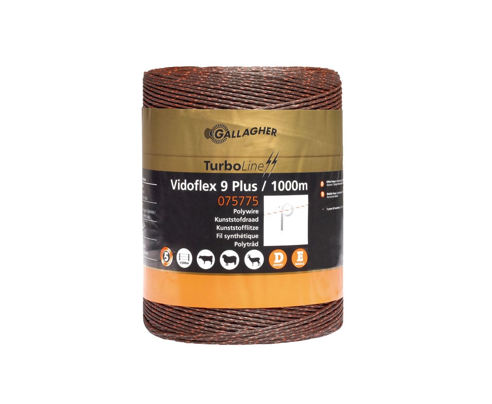 Gallagher Vidoflex 9 Turboline Plus- Schrikdraad - 26.5 cm - 1000 Meter - Terra - 20 cm - 100000 cm Gallagher Vidoflex 9 Turboline Plus- Schrikdraad - 26.5 cm - 1000 Meter - Terra - 20 cm - 100000 cm