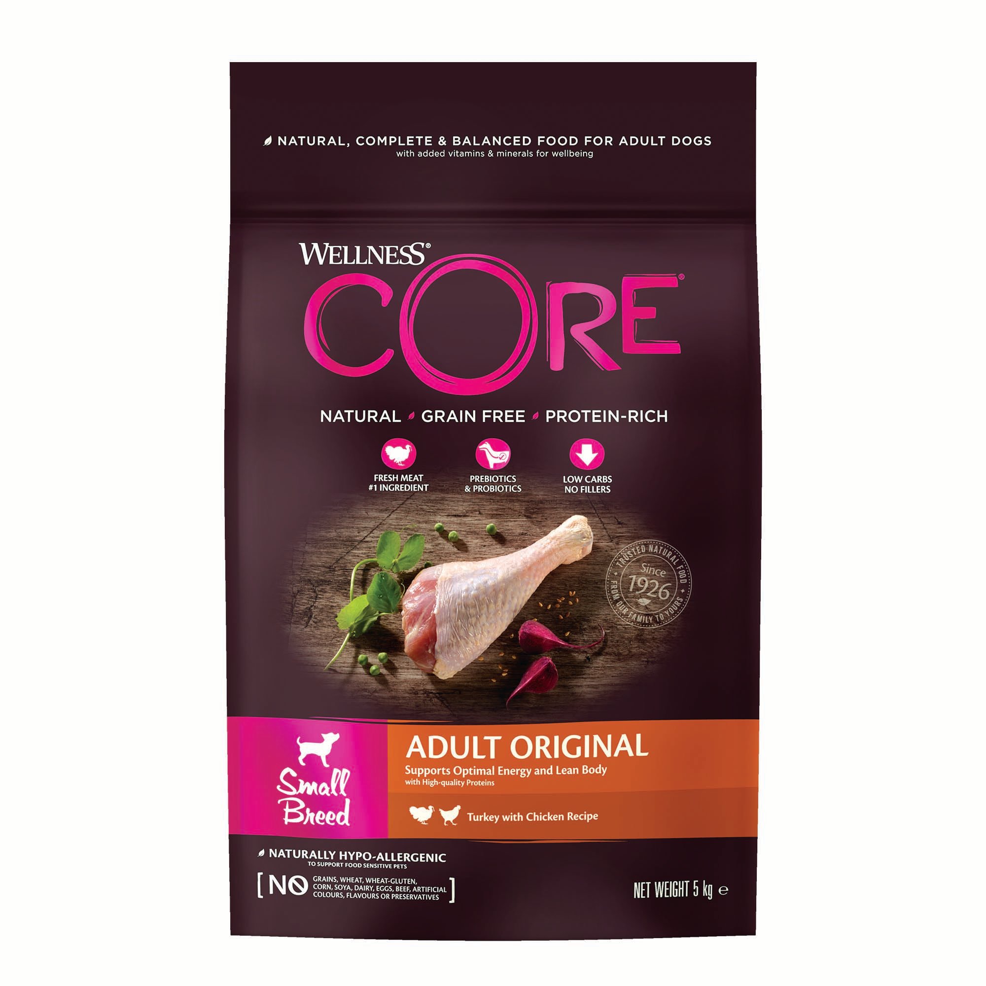 Wellness CORE Adult Original Small-Breed - Hondenvoer - 5 Kilogram - kalkoen, kip