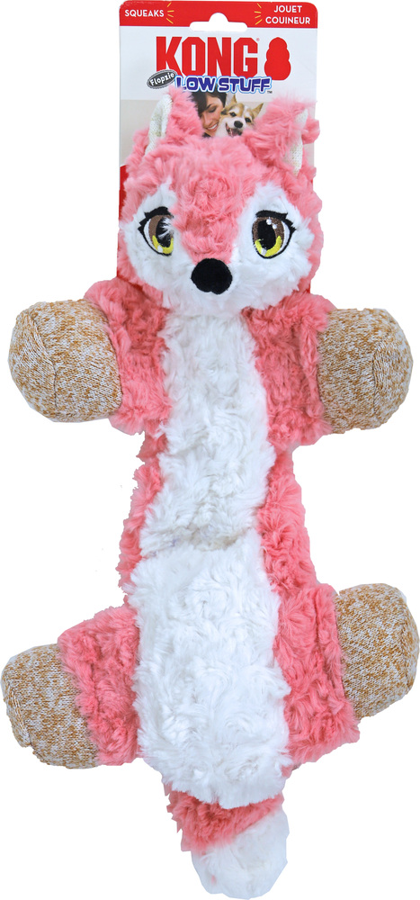 Kong Low Stuff Flopzie Vos Knuffel - Hondenspeelgoed - 1x17x41 cm - M