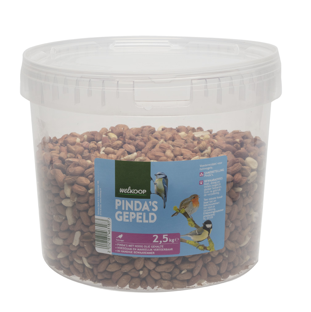 Welkoop Pinda's gepeld - in Emmer - Tuinvogelvoer - 2.5 Kilogram - Gepelde pinda