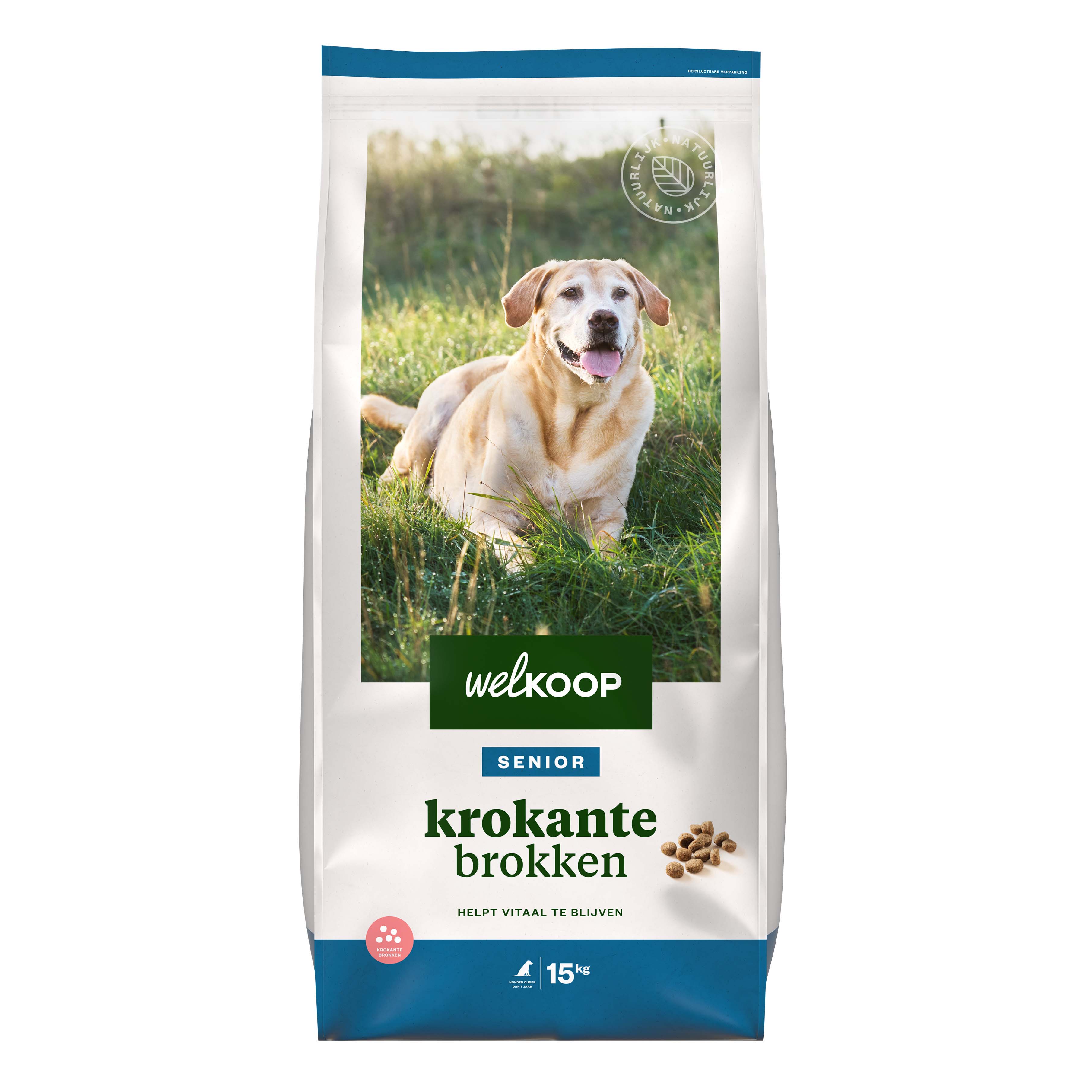 Welkoop Krokante brokken Senior - Hondenvoer - 15 Kilogram - kip