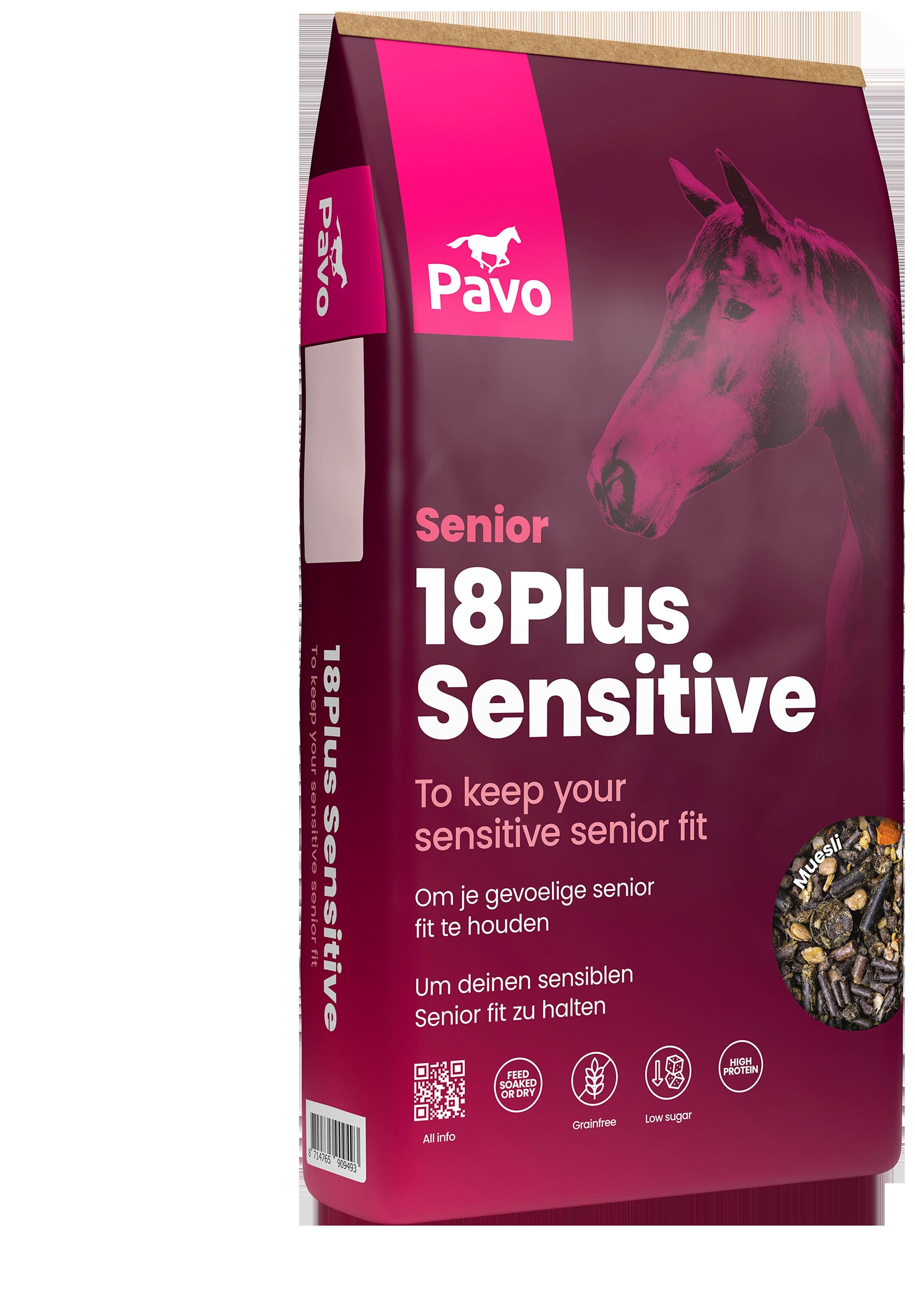 Pavo 18Plus Sensitivve - Paardenvoer - 15 Kilogram - Zak
