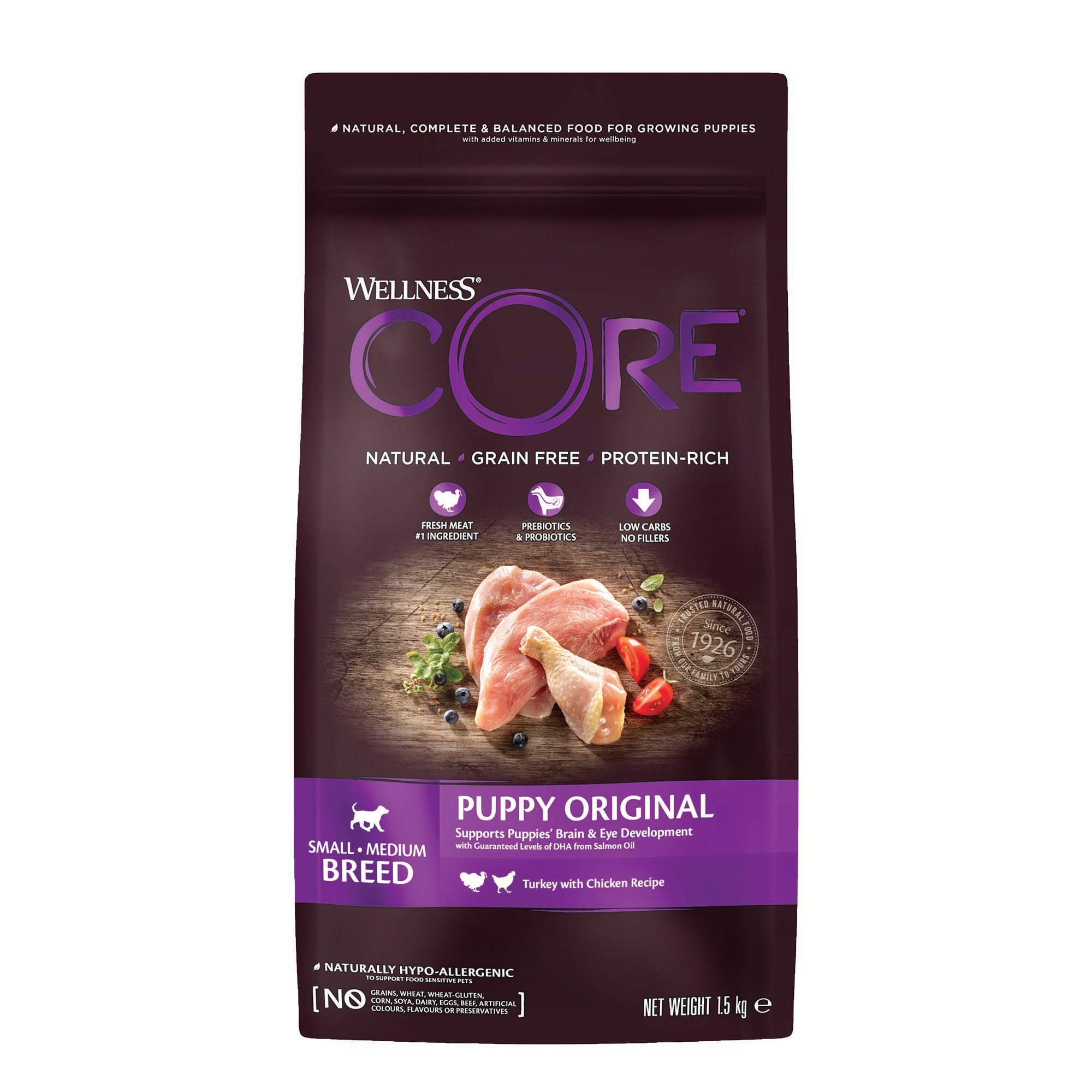 Wellness CORE Puppy Original Small-Medium-Breed - Hondenvoer - 1.5 Kilogram - kalkoen, kip