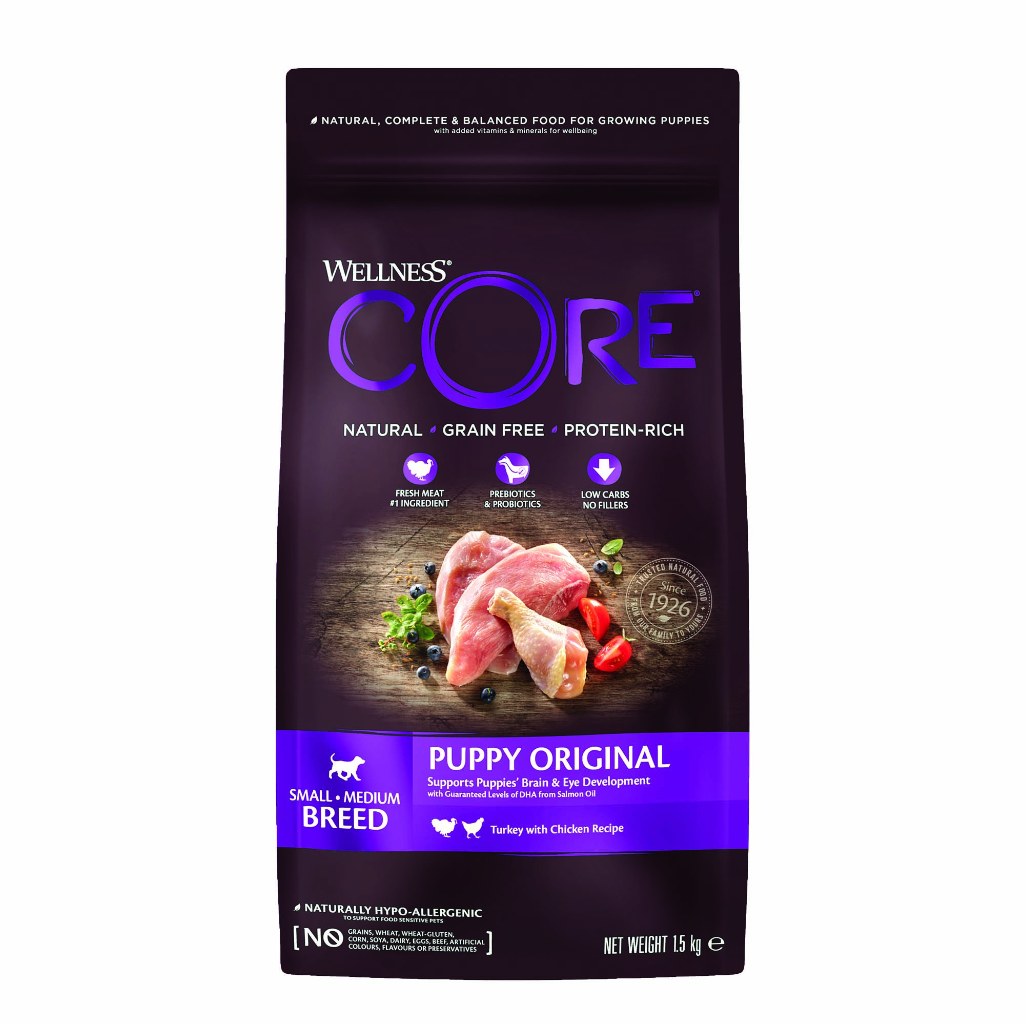 Wellness CORE Puppy Original Small-Medium-Breed - Hondenvoer - 1.5 Kilogram - kalkoen, kip