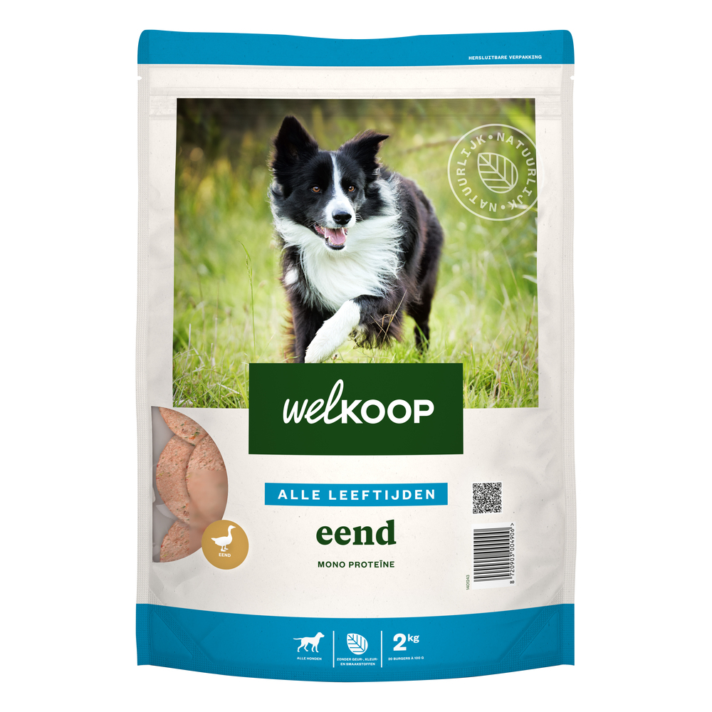Welkoop Mono Proteïne - Vers Vlees - Hondenvoer - 2 Kilogram - groente, eend