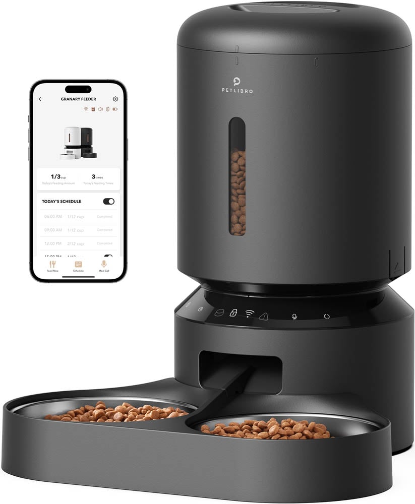 PETLIBRO Granary Duo met wifi - Automatische voerbak - Zwart - 19x34x19 cm