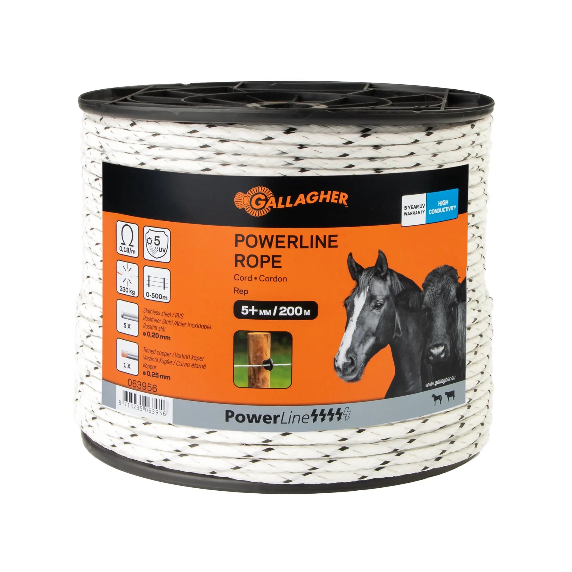 Gallagher Powerline Cord - Geleiders - 16.2 cm - 200 Meter - Wit - 20 cm - 20000 cm Gallagher Powerline Cord - Geleiders - 16.2 cm - 200 Meter - Wit - 20 cm - 20000 cm