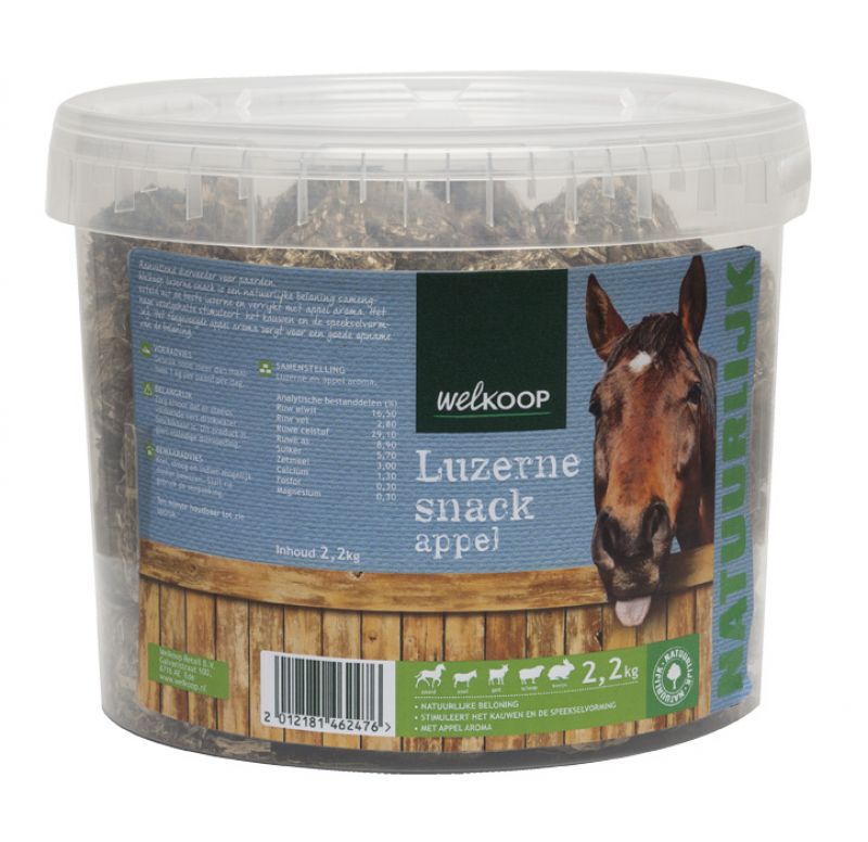 Welkoop Luzernesnack - paardensnack - 2.2 Kilogram - Appel