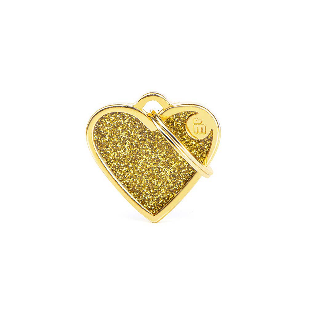 My Family Hart Glitter - Hondenpenning - goud - S