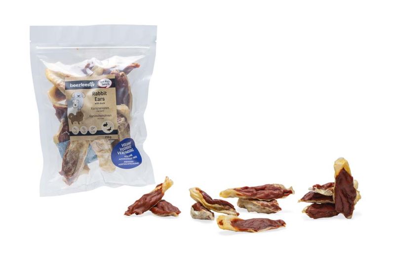 Beeztees Konijnenoren - Hondensnack - 250 Gram - eend
