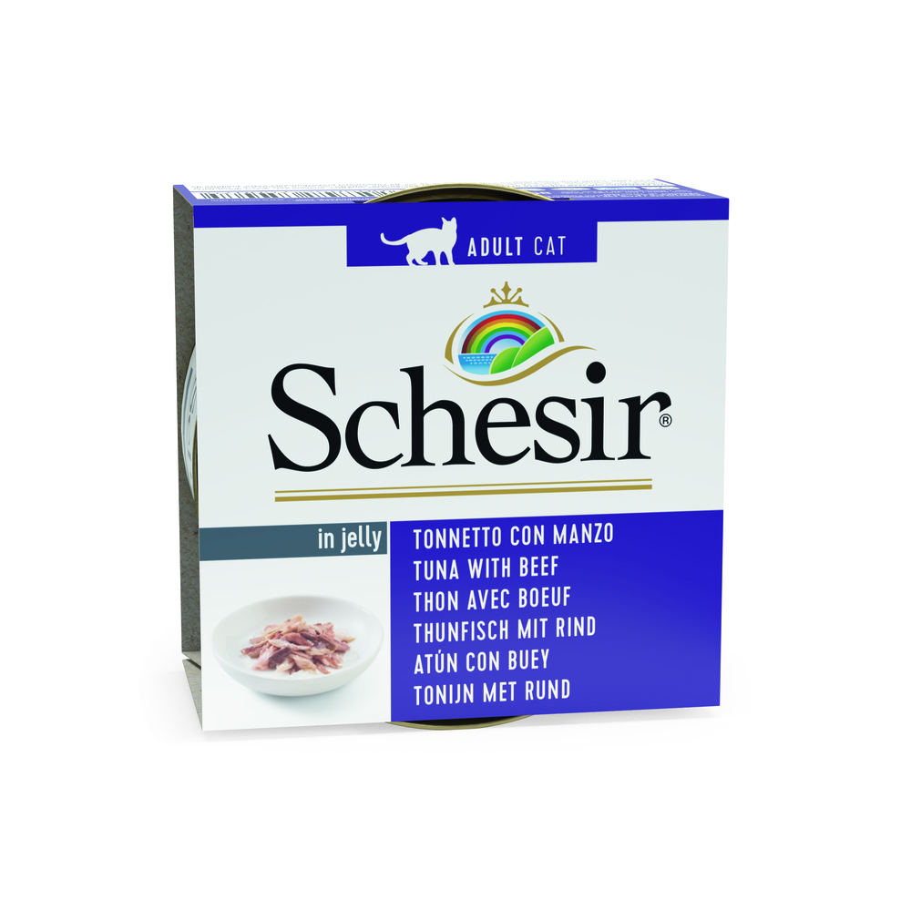 Schesir - Kattenvoer in Gelei - 85 Gram - rund, tonijn Schesir - Kattenvoer in Gelei - 85 Gram - rund, tonijn
