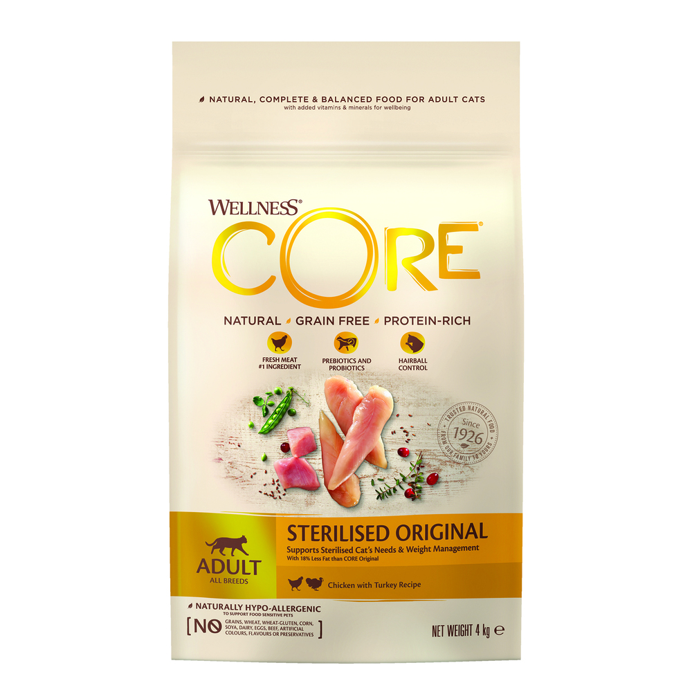 Wellness Core Sterilised Original Adult - Kattenvoer - 4 Kilogram - kalkoen, kip