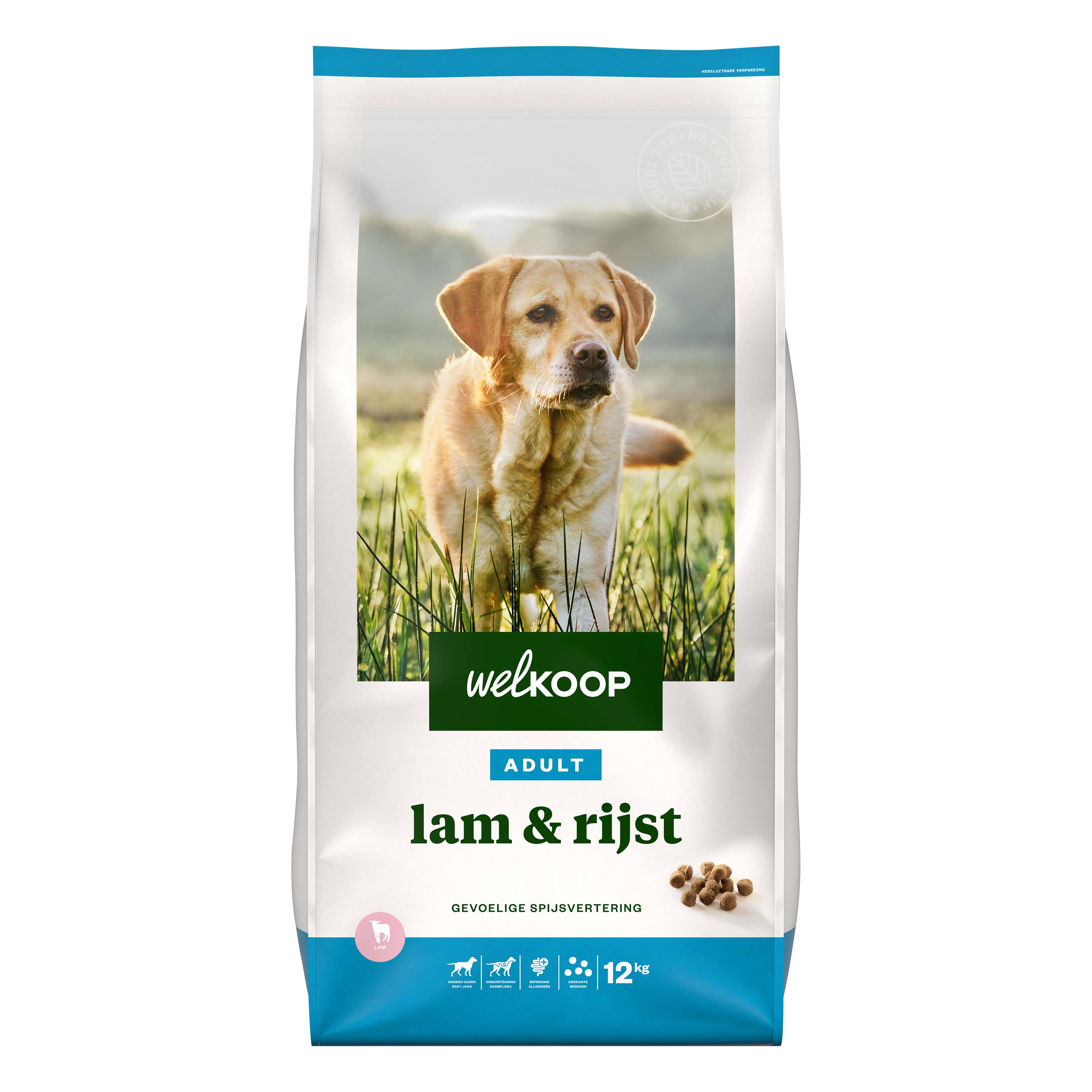 Welkoop Adult Krokante brokken - Hondenvoer - 12 Kilogram - Lam & rijst