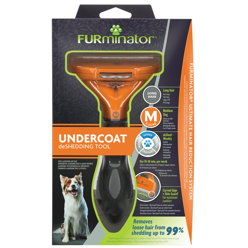 FURminator Hond Lang Haar - Borstel - Oranje Zwart - M