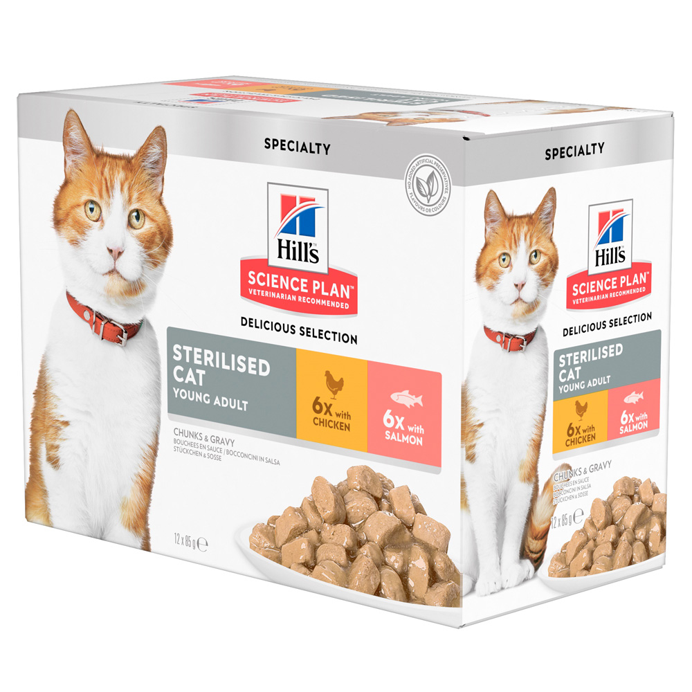 Hill's Science Plan Gesteriliseerd Young Adult - Kattenvoer - 12x85 gram - 85 Gram - zalm, kip