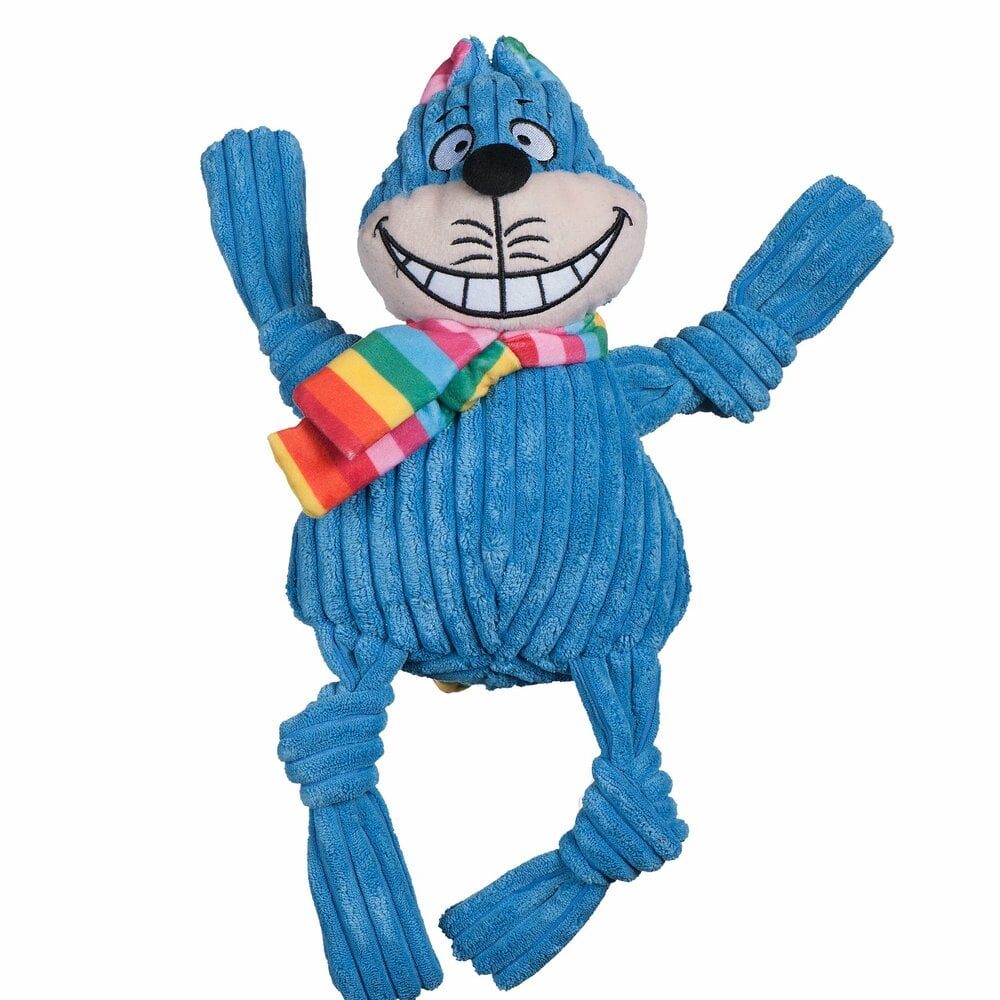 Huggle Hounds Kat - Knuffel - Hondenspeelgoed - blauw - 15x20x20 cm - XL