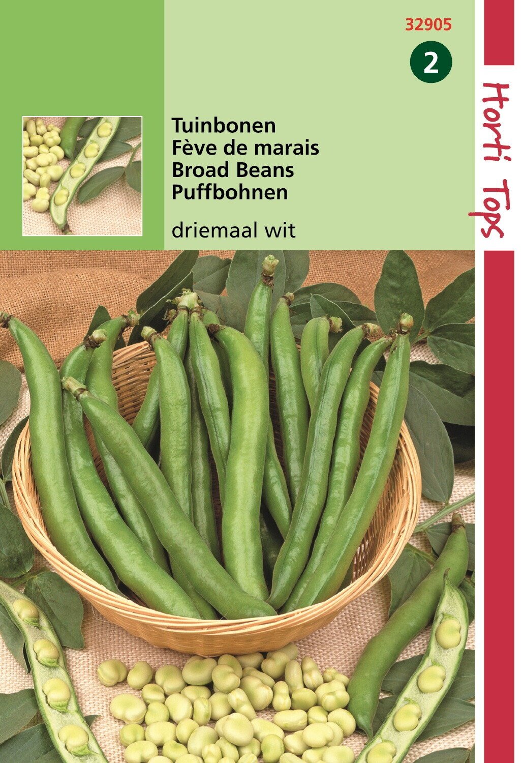 Hortitops Tuinboon driemaal wit Vicia faba - Groentezaden - 20 Gram