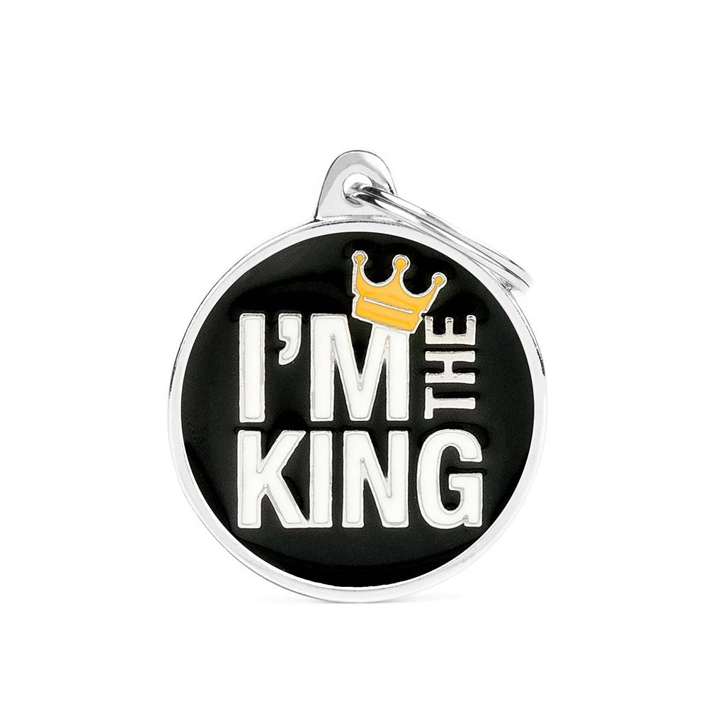 My Family I'm The King - Hondenpenning - Zwart - L