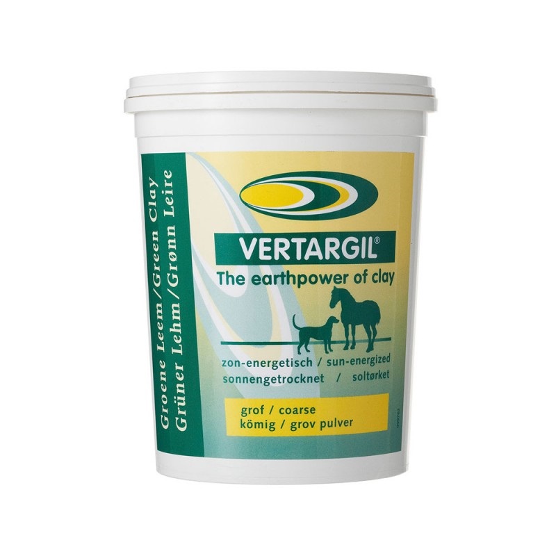 Vertargil Groene leem Grof poeder veterinair - Huidverzorging - 1000 Gram - Groen Vertargil Groene leem Grof poeder veterinair - Huidverzorging - 1000 Gram - Groen