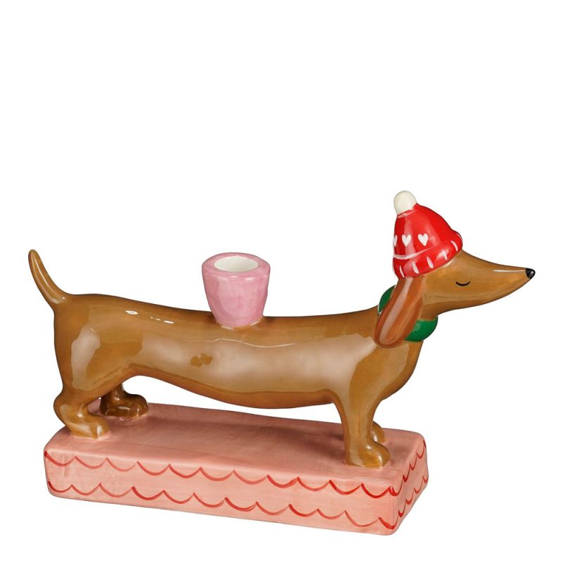 Mica Decorations Lange Hond - Kandelaar - Bruin