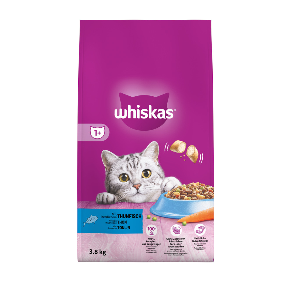 Whiskas 1+ Adult Droge Brokjes - Kattenvoer - 3800 Gram - tonijn Whiskas 1+ Adult Droge Brokjes - Kattenvoer - 3800 Gram - tonijn