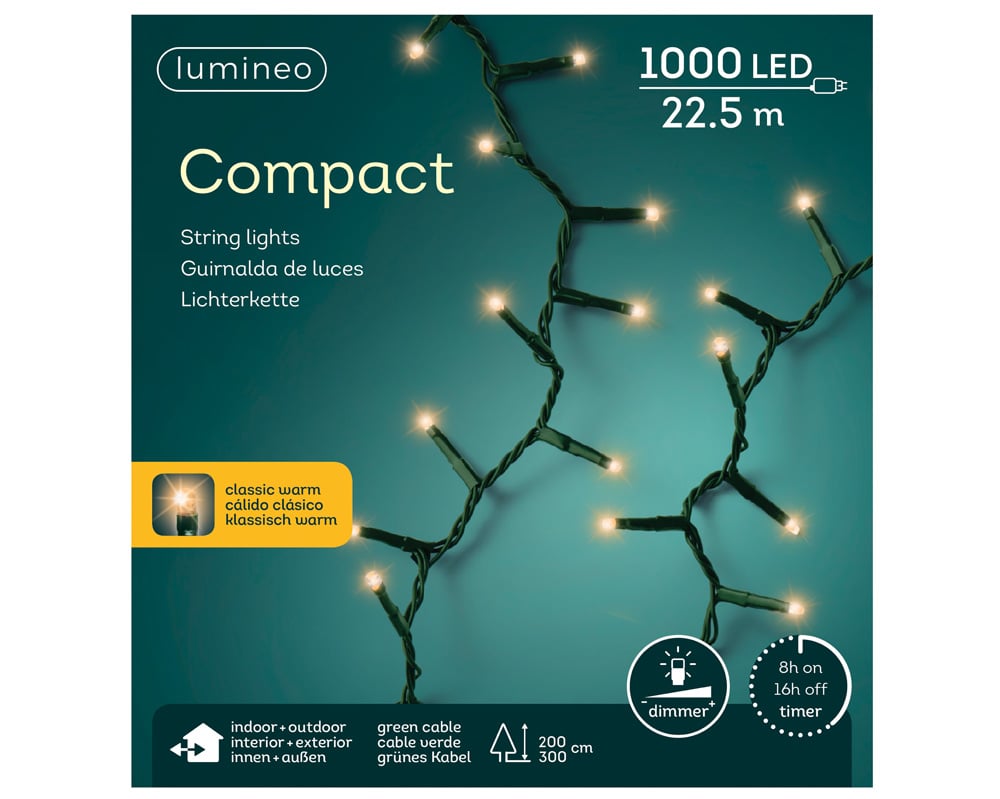 Lumineo Compact - Kerstboomverlichting - 1000 - Klassiek warm wit - 2250 cm Lumineo Compact - Kerstboomverlichting - 1000 - Klassiek warm wit - 2250 cm