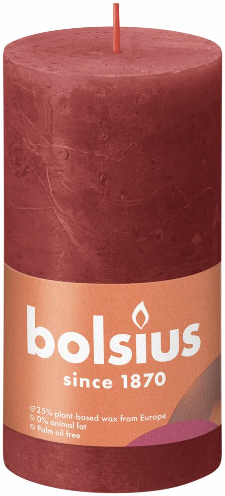 Bolsius Shine - Rustieke kaars - 13 cm - Rood