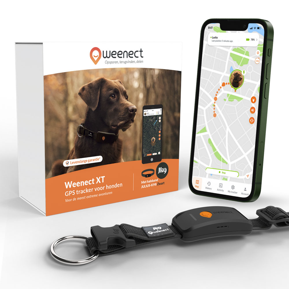 Weenect XT - Halsband met GPS tracker - Zwart