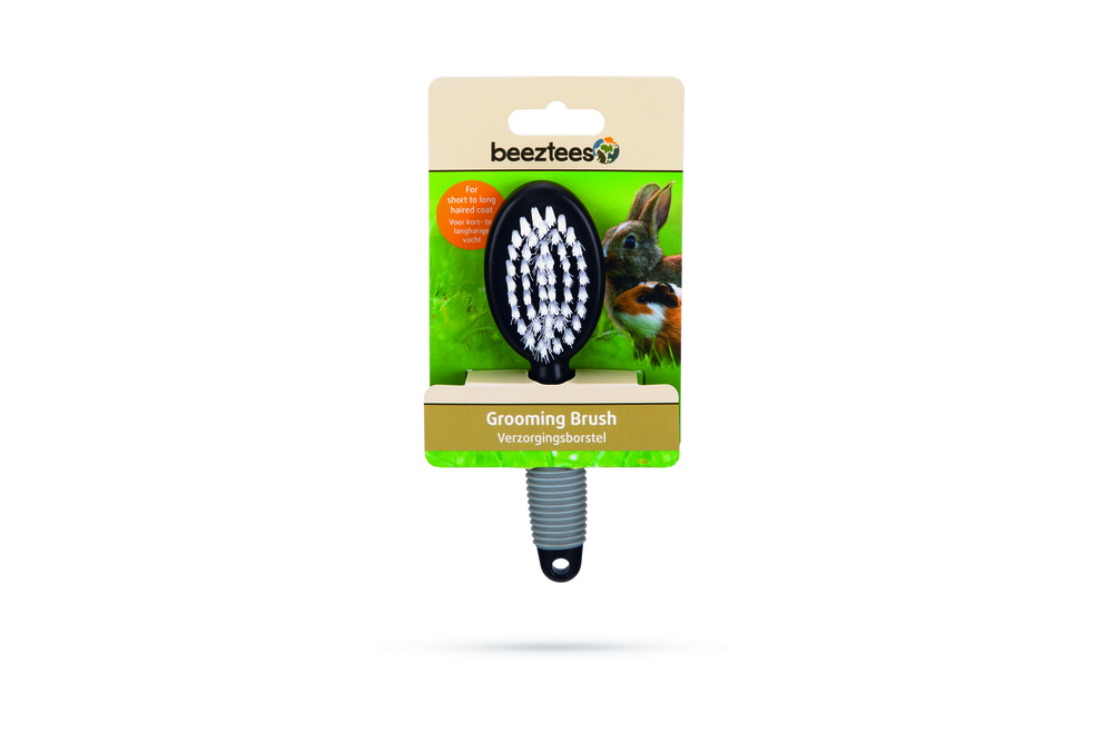 Beeztees Combi - Verzorgingsborstel - Zwart/grijs - 17.5x9x3.5 cm