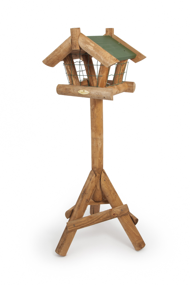 Vogelbescherming Voederhuis op paal met beschermkooi