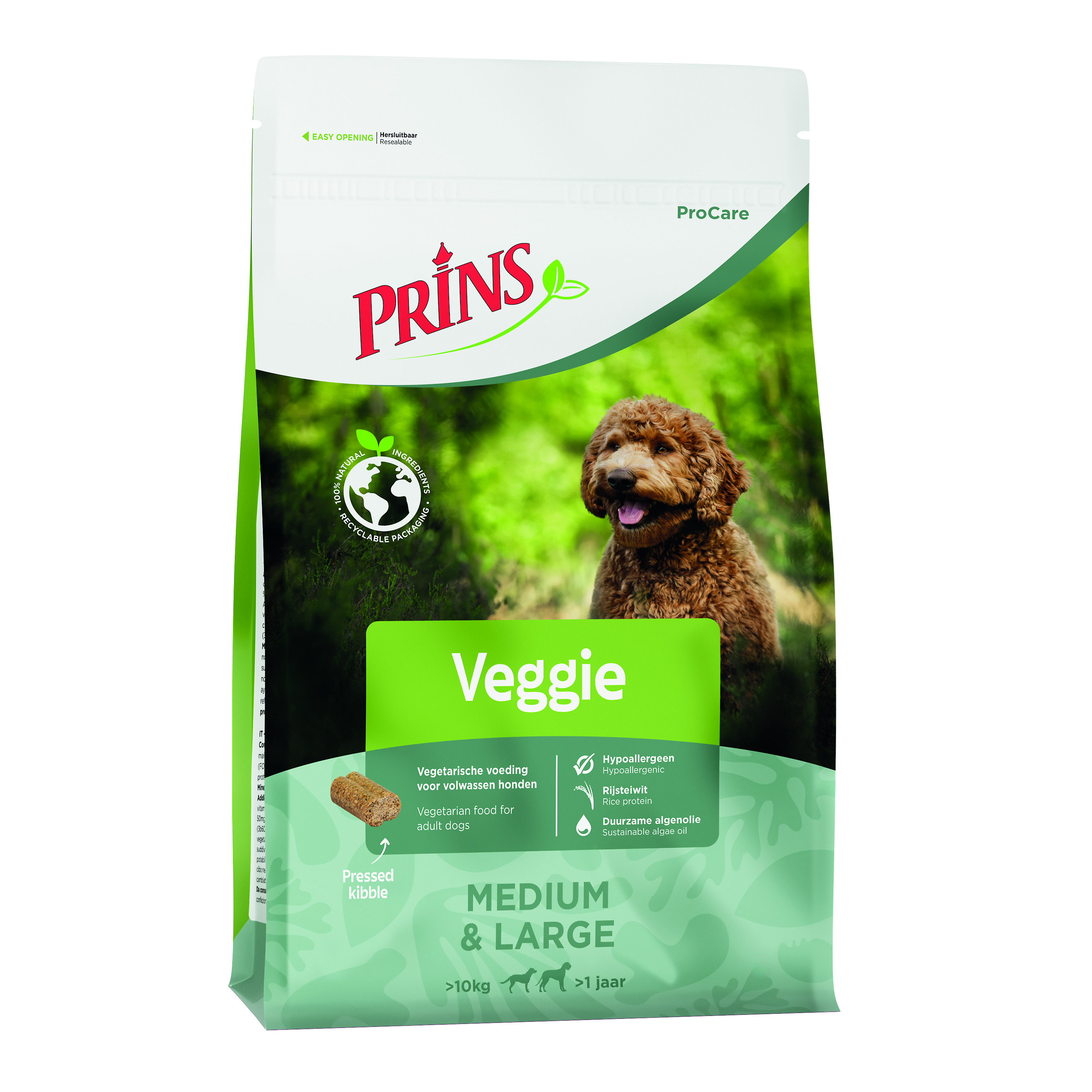 Prins Procare Veggie Medium - Large Geperste brok - Hondenvoer - 12 Kilogram - mais, rijst
