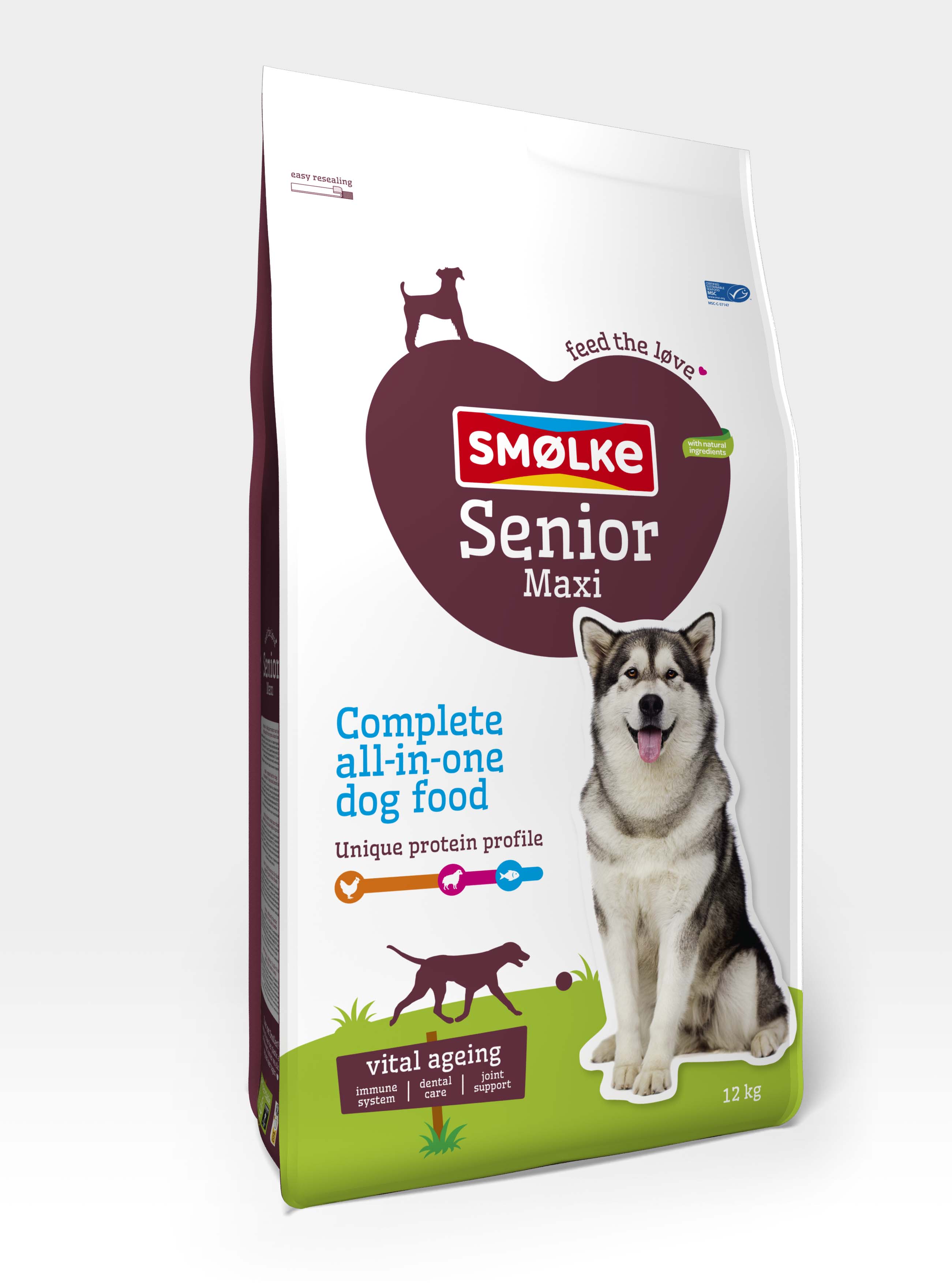 Smölke Senior Maxi - Hondenvoer - 12 Kilogram - kip, lam, vis