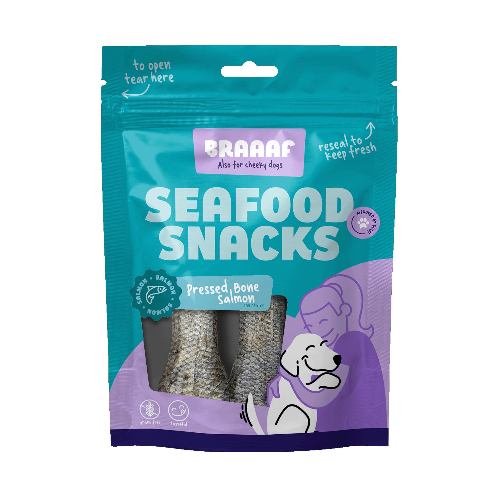 Braaaf Vissnack Geperste Zalmhuid - Hondensnack - 2 Stuks - zalm