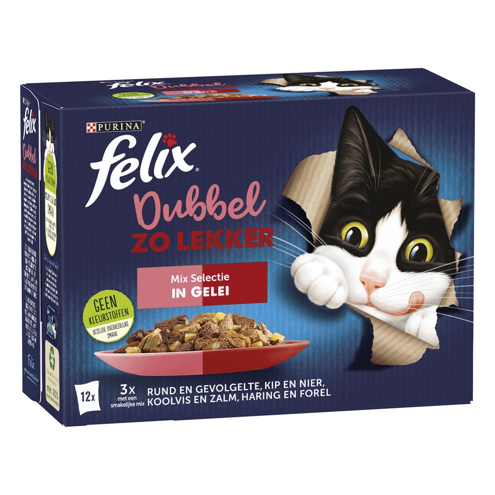 Felix Mixed Selection - Kattenvoer - 12x85 gram - 1020 Gram - zalm, rund