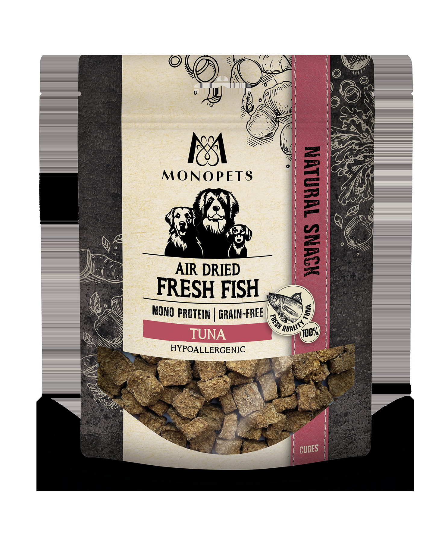 Monopets Fresh Fish air dried Cubes - Hondensnack - 150 Gram - Tonijn
