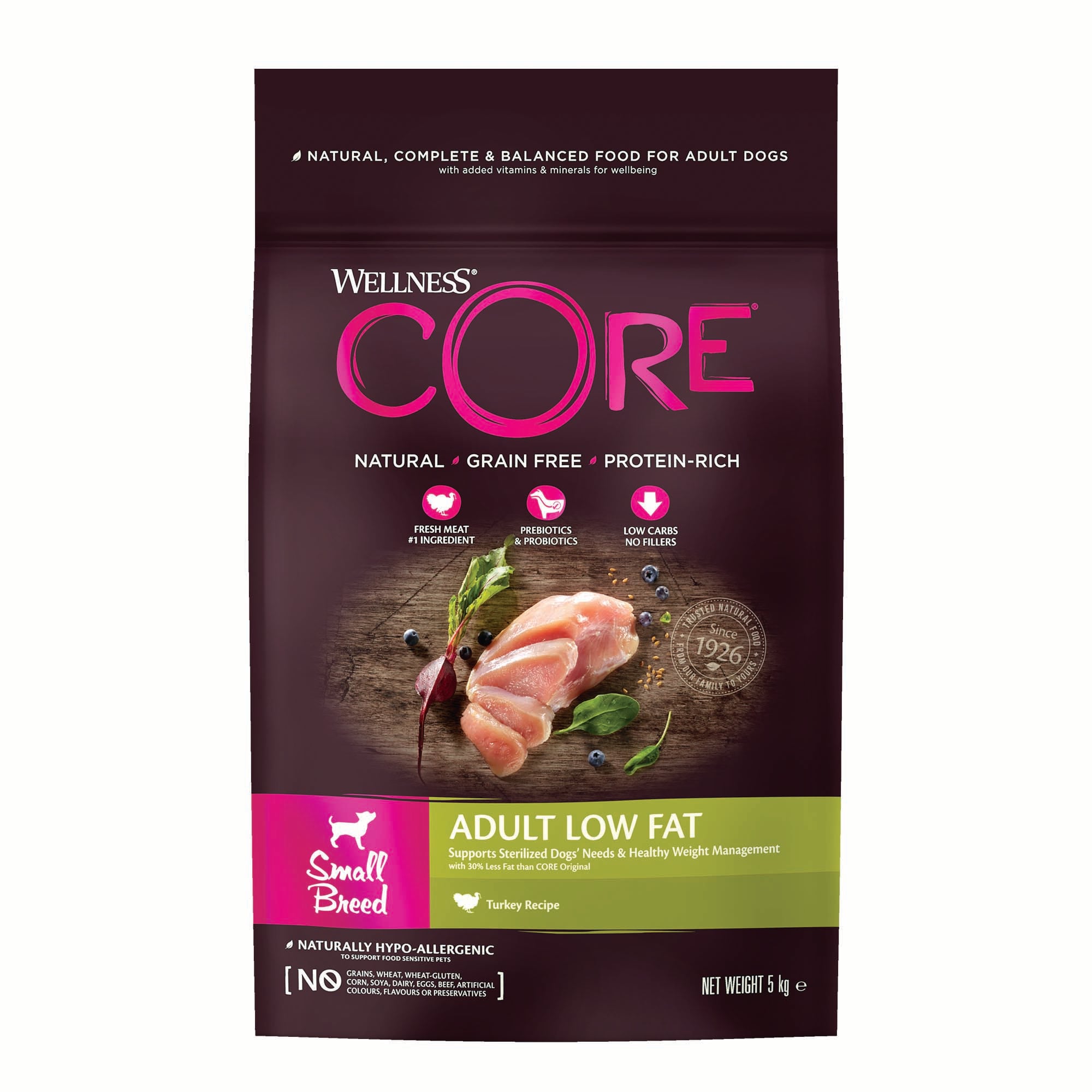 Wellness CORE Adult Low Fat Small-Breed - Hondenvoer - 5 Kilogram - kip