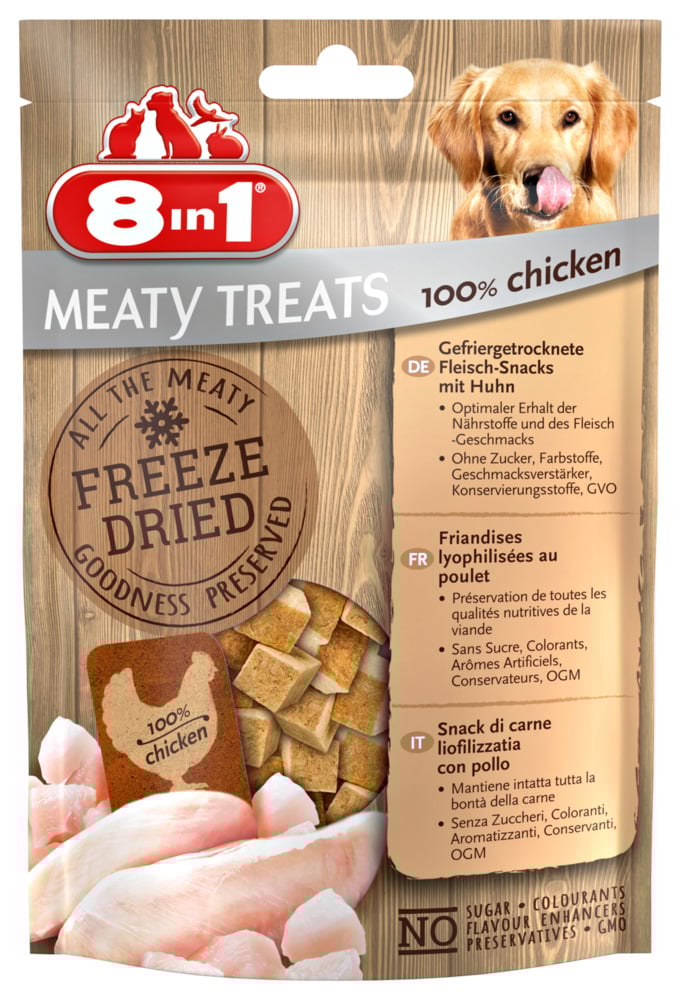 8in1 Meaty Treats Freeze dried - Hondensnack - 50 Gram - kip