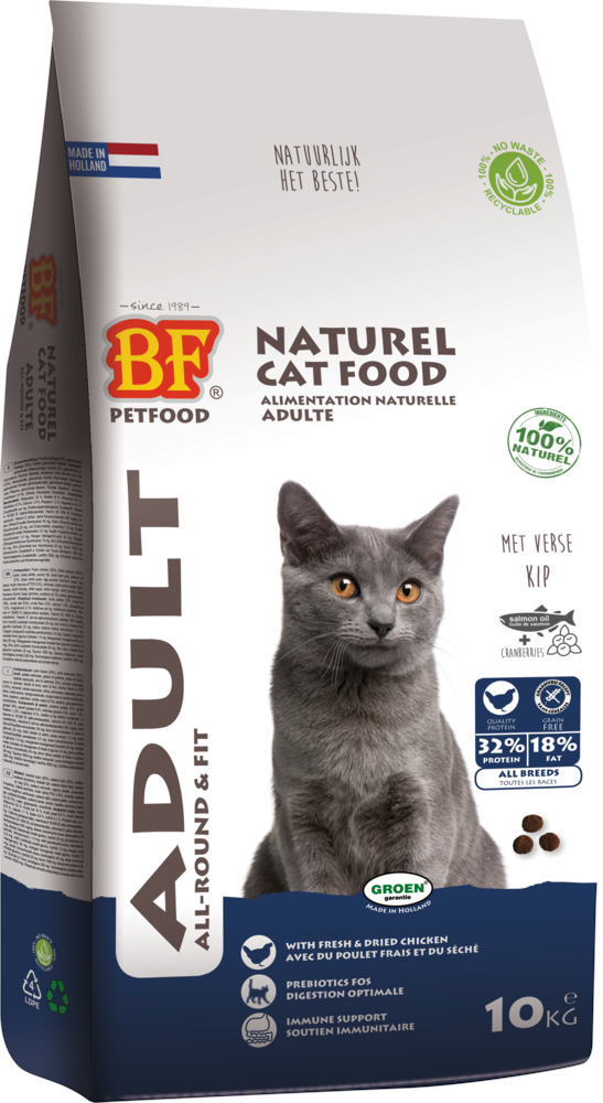BF Petfood Adult Fit - Kattenvoer - 10 Kilogram - kip