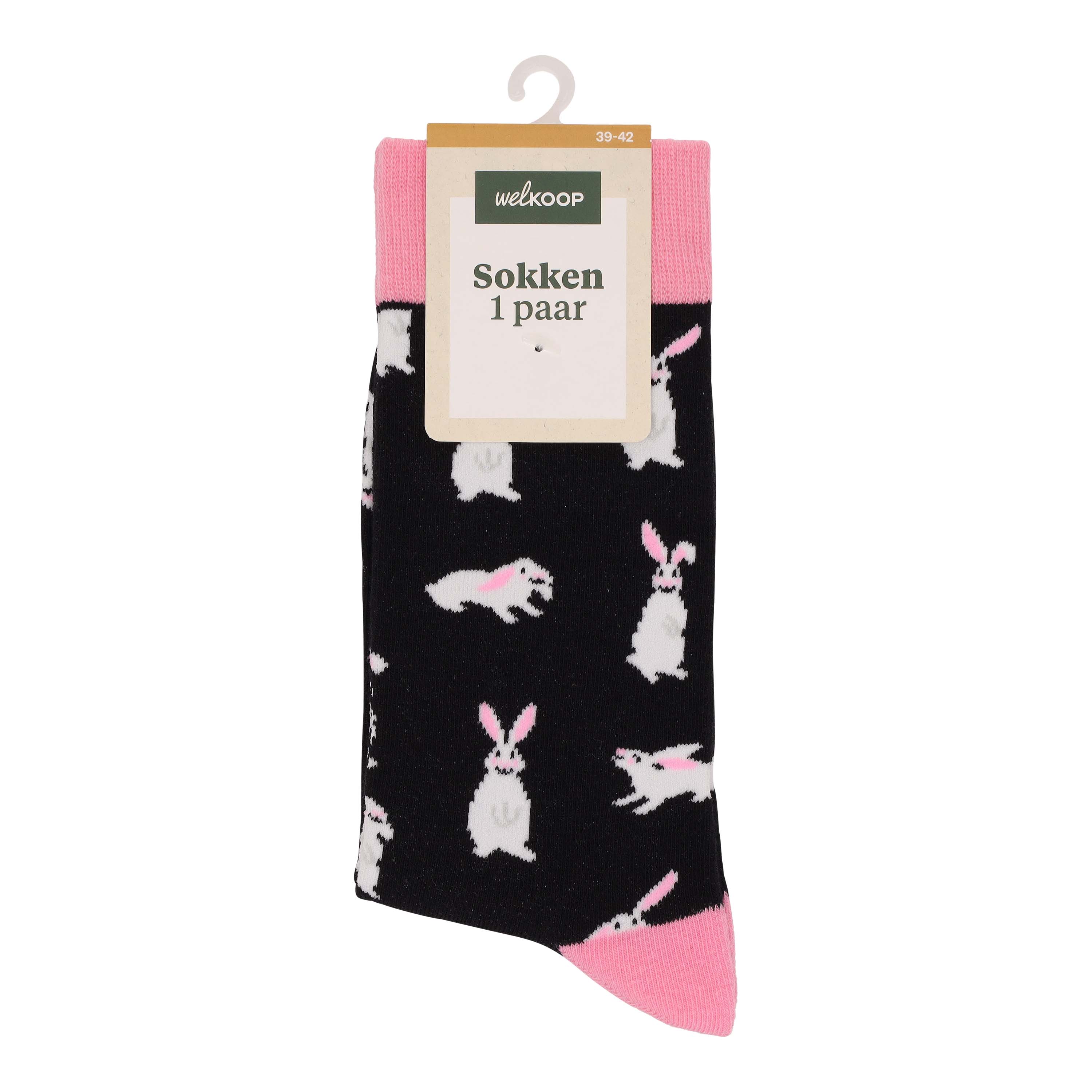 Welkoop Fun Konijn - Sokken - Roze - 43-46