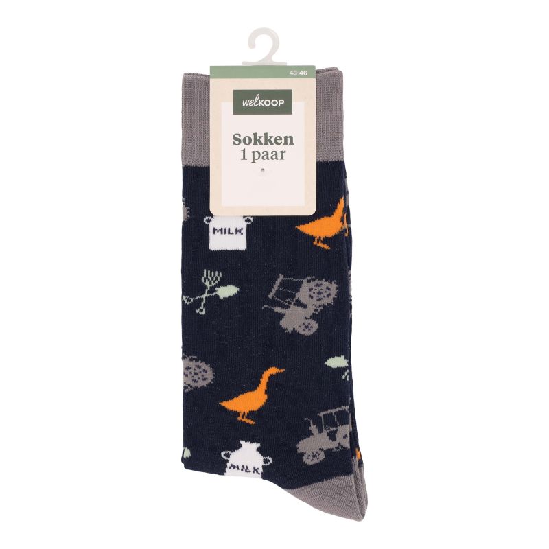 Welkoop Fun Boerderij - Sokken - Blauw - 35-38