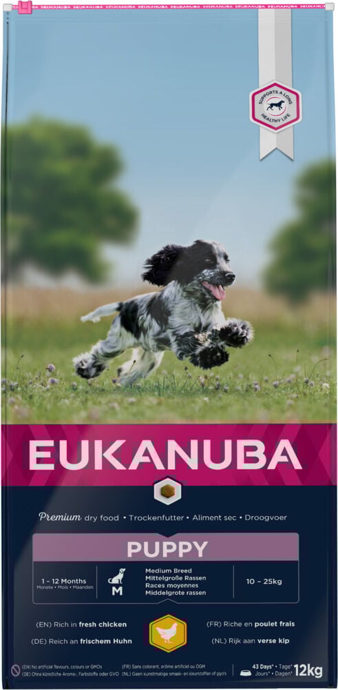 Eukanuba Growing Puppy Medium - Hondenvoer - 12 Kilogram - kip Eukanuba Growing Puppy Medium - Hondenvoer - 12 Kilogram - kip
