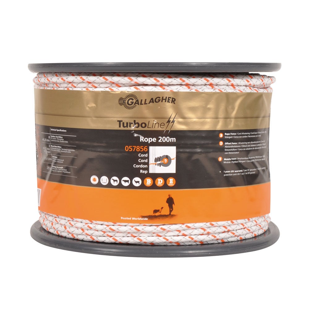 Gallagher TurboLine - Cord - 17 cm - 200 Meter - Wit - 20 cm - 20000 cm Gallagher TurboLine - Cord - 17 cm - 200 Meter - Wit - 20 cm - 20000 cm