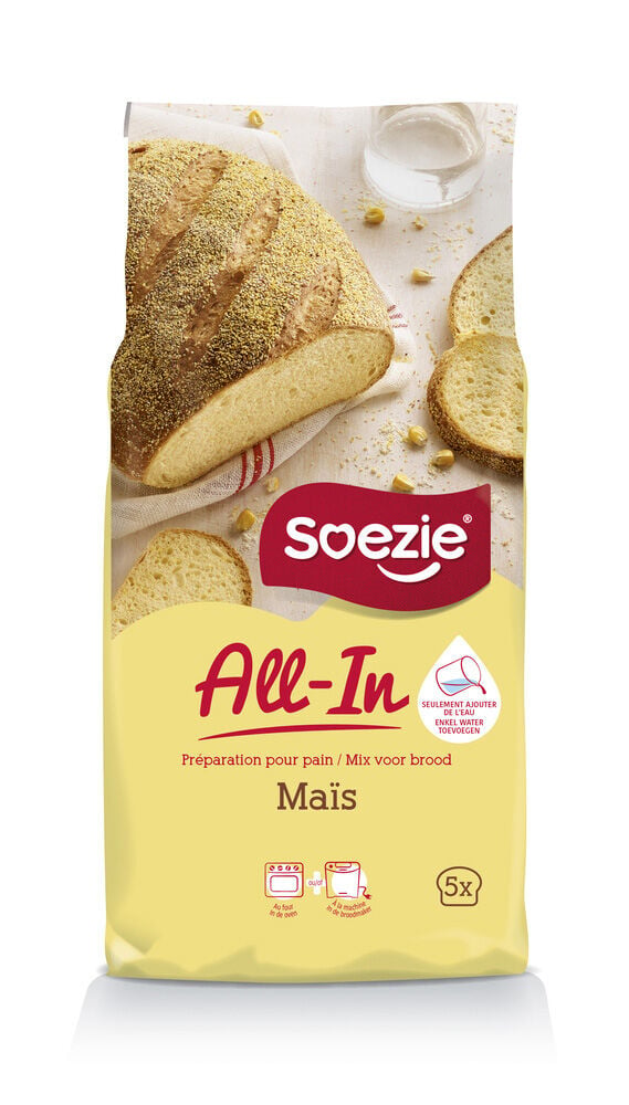 Soezie All-in-mix Maïsbrood - Broodmeel - 2.5 Kilogram Soezie All-in-mix Maïsbrood - Broodmeel - 2.5 Kilogram