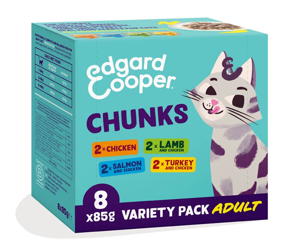 Edgard & Cooper Multipack Stukjes in saus - Kattenvoer - 8x85 gram - 85 Gram - lam, zalm, kip Edgard & Cooper Multipack Stukjes in saus - Kattenvoer - 8x85 gram - 85 Gram - lam, zalm, kip